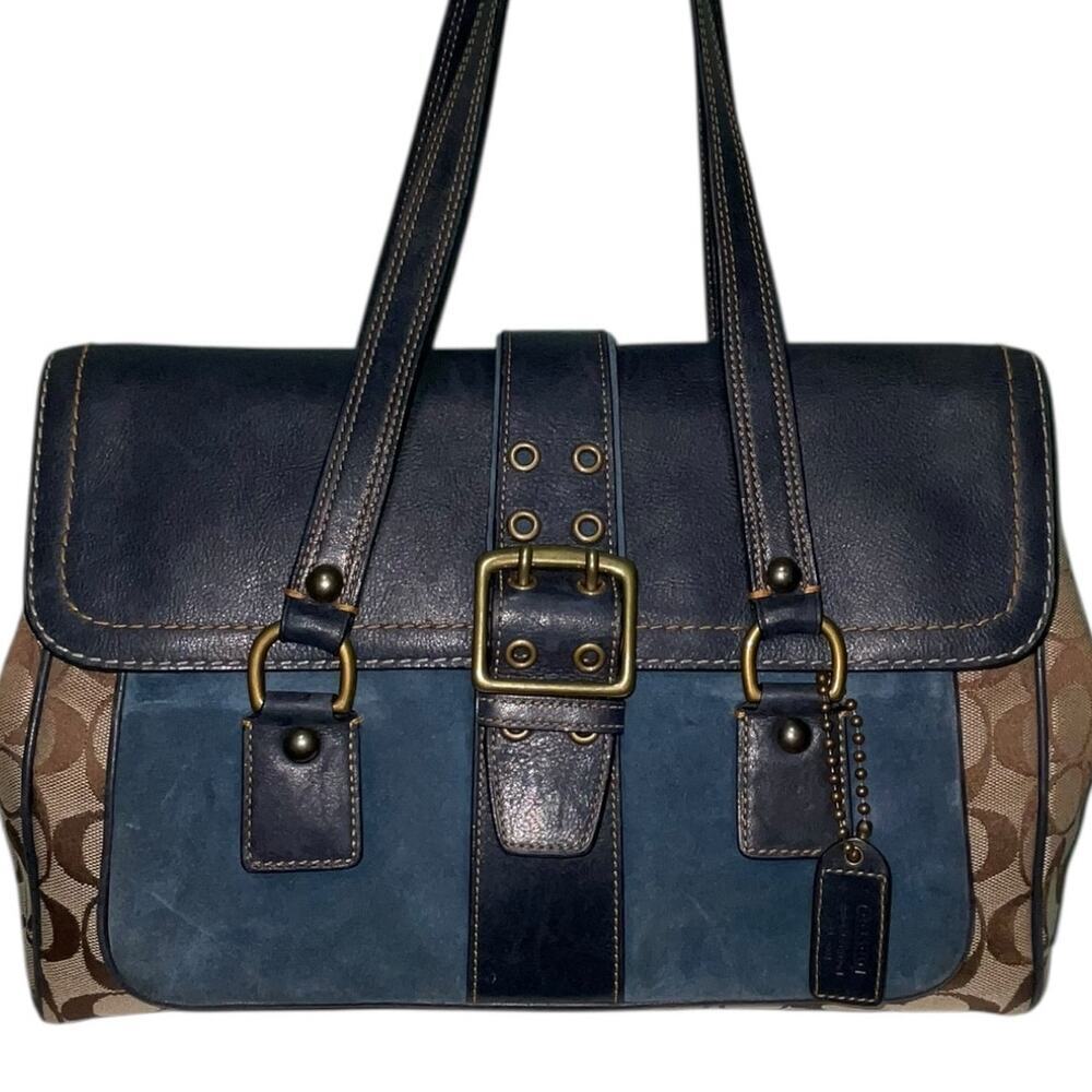Vintage Coach Special Edition Fall 2004 Signature Leather Carryall Flap Satchel - Picture 3 of 16
